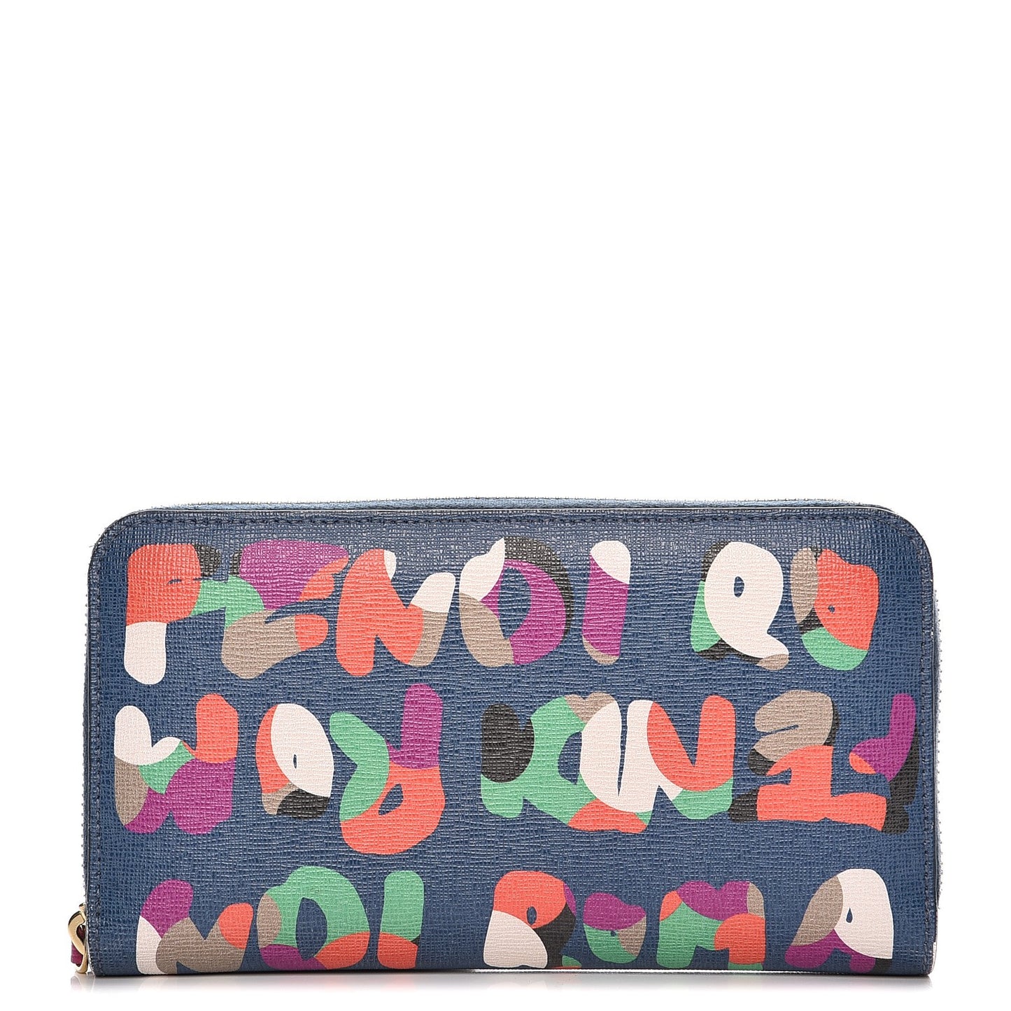 Vitello Elite Fendi Roma Simply Zip Around Wallet Cobalt Multicolor