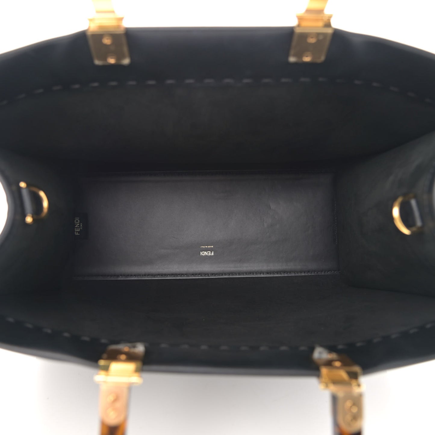 Vitello King Plexiglass Medium Fendi Sunshine Shopper Tote Black
