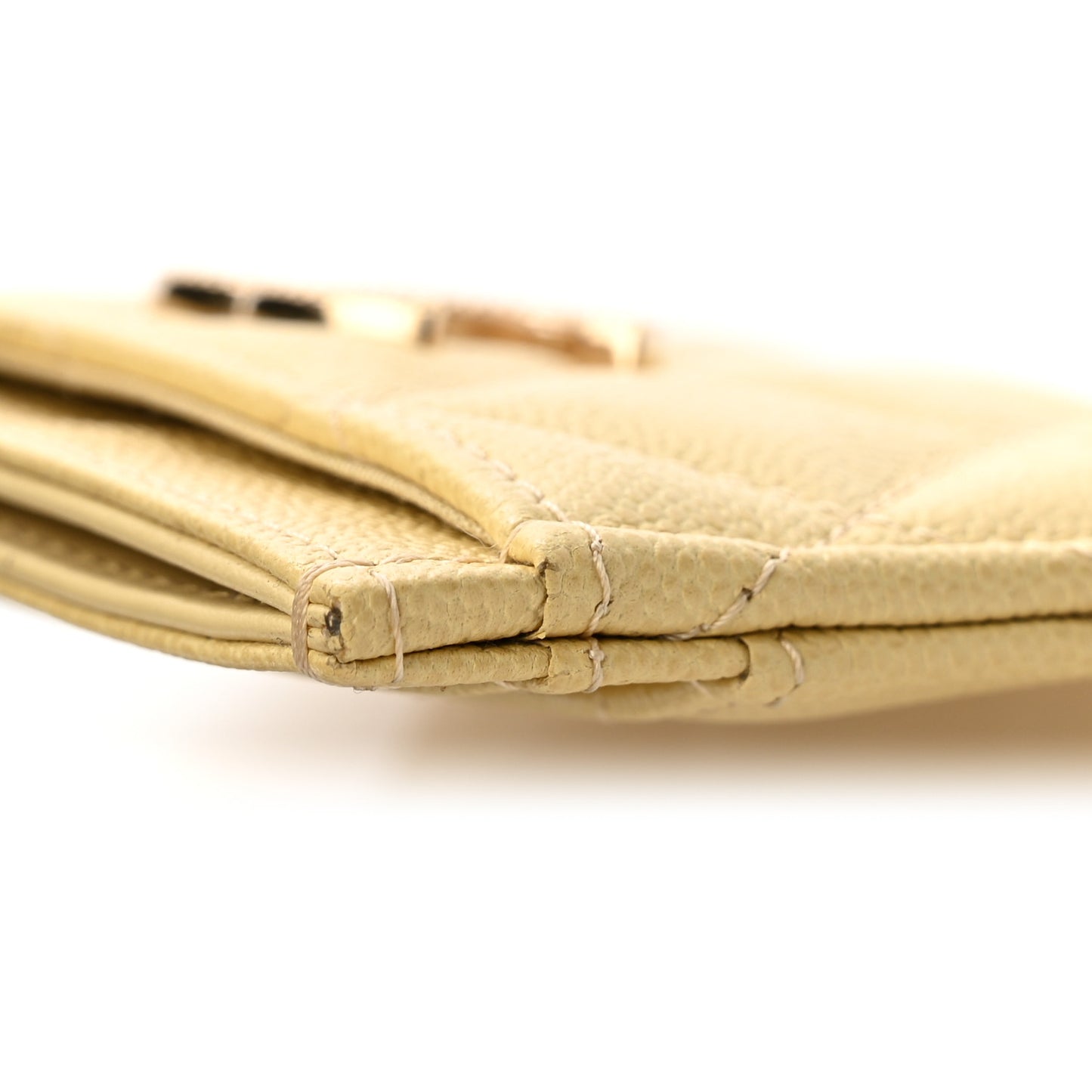 Caviar Quilted Studded CC Card Holder Yellow