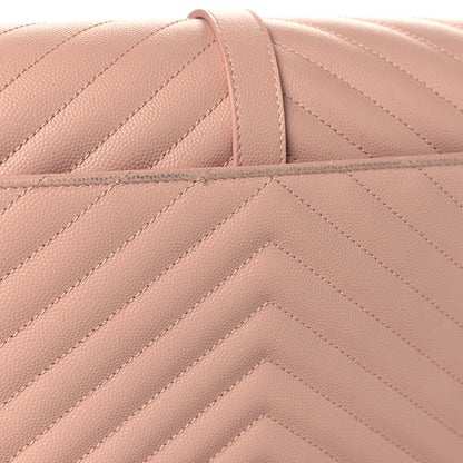 Saint Laurent Grain De Poudre Matelasse Chevron Large Monogram Satchel Pale Pink 11 of 11