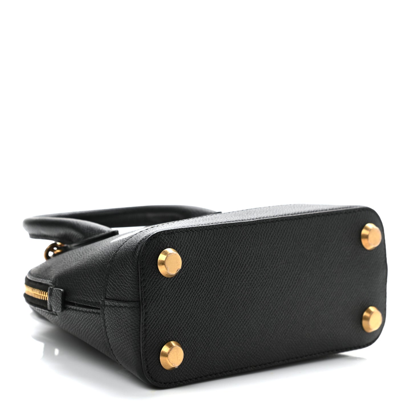 Signature Grained Calfskin XXS Ville Top Handle Bag Black White