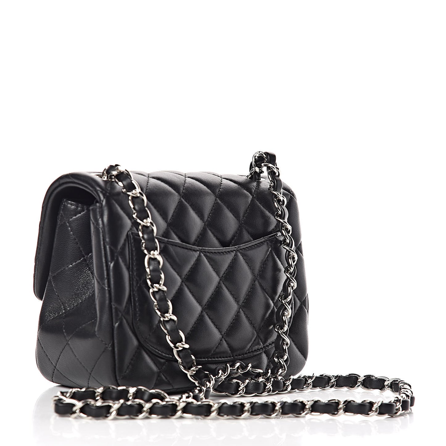 Lambskin Quilted Mini Square Flap Black
