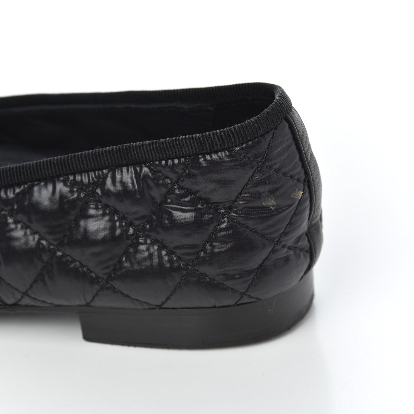 Nylon Quilted Cap Toe Ballerina Flats 41 Black