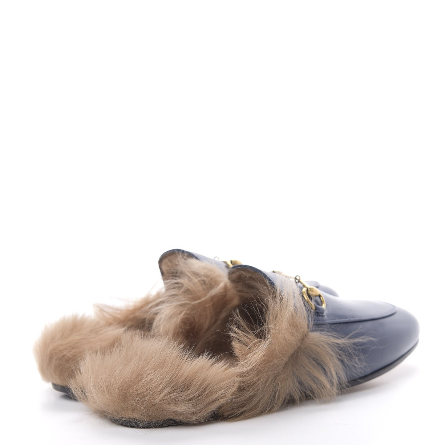 Malaga Kid Fur Womens Princetown Slippers 37 Blue Agata