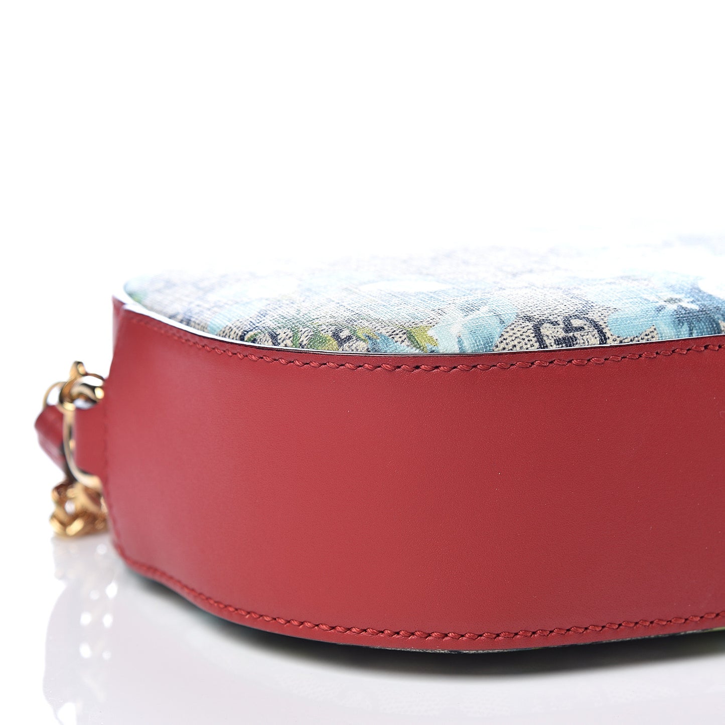 GG Supreme Monogram Blooms Mini Chain Shoulder Bag Beige Blue Navy Hibiscus Red