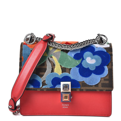 Fendi Vitello Liberty Zucca Velvet Floral Floral Kan I Shoulder Bag Fiamma Multicolor 1 of 7