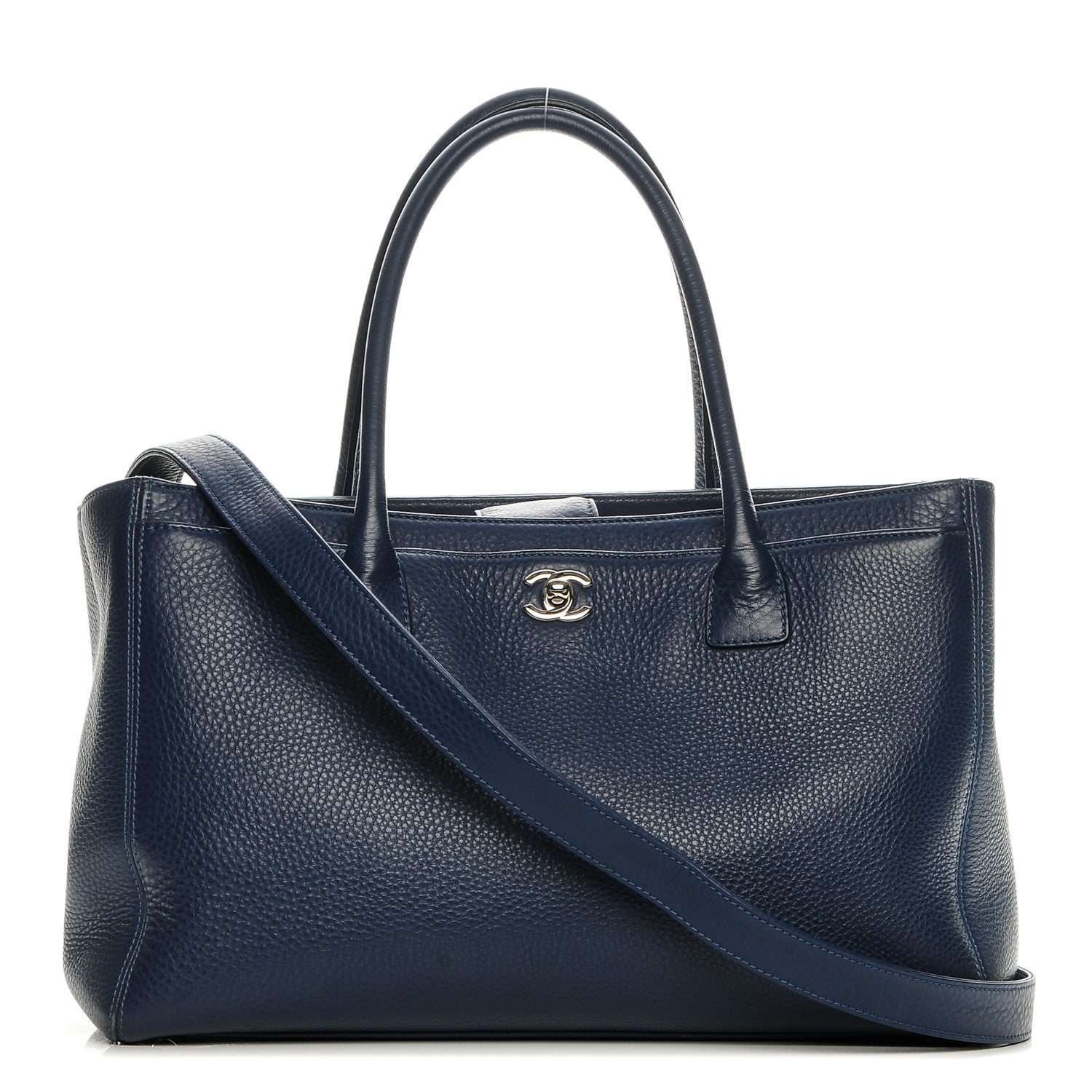 Chanel Calfskin Cerf Executive Shopper Tote Navy Blue 1 of 7