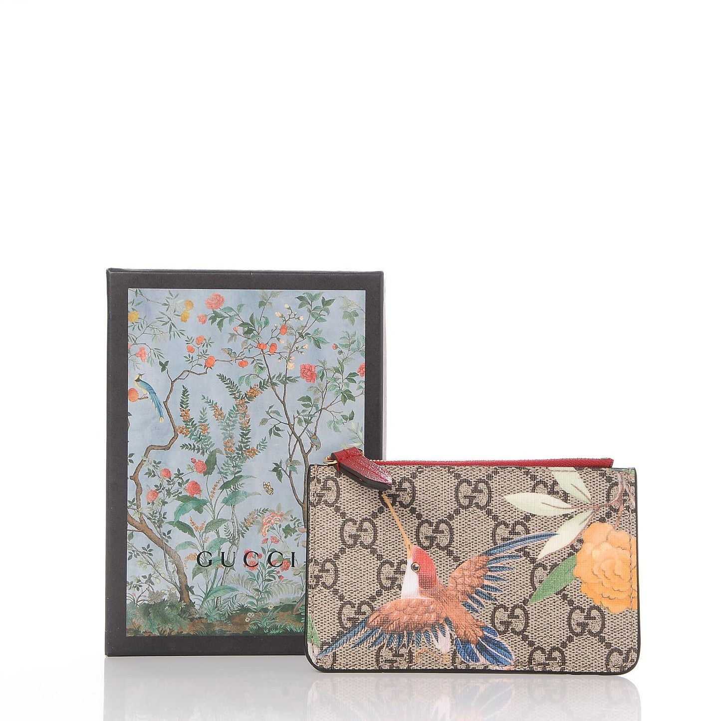 GG Supreme Monogram Tian Key Case Beige Multicolor Red