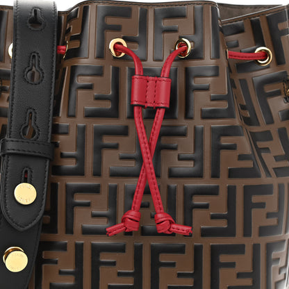 Fendi Vitello Grace F is Fendi Bi-Color FF 1974 Embossed Grande Mon Tresor Bucket Bag Maya Black Fragola 12 of 12