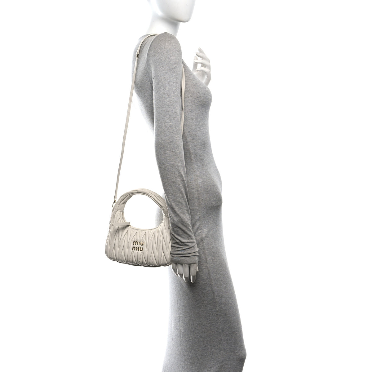 Miu Miu Nappa Matelasse Small Wander Hobo White 2 of 9