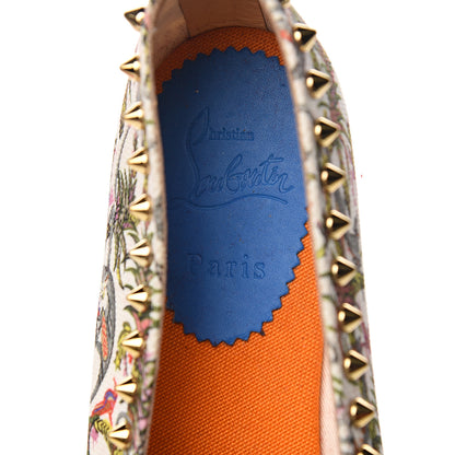 Christian Louboutin Canvas Loubi Jungle Print Ares Spikes Flat Espadrilles 41 Ivory 9 of 9