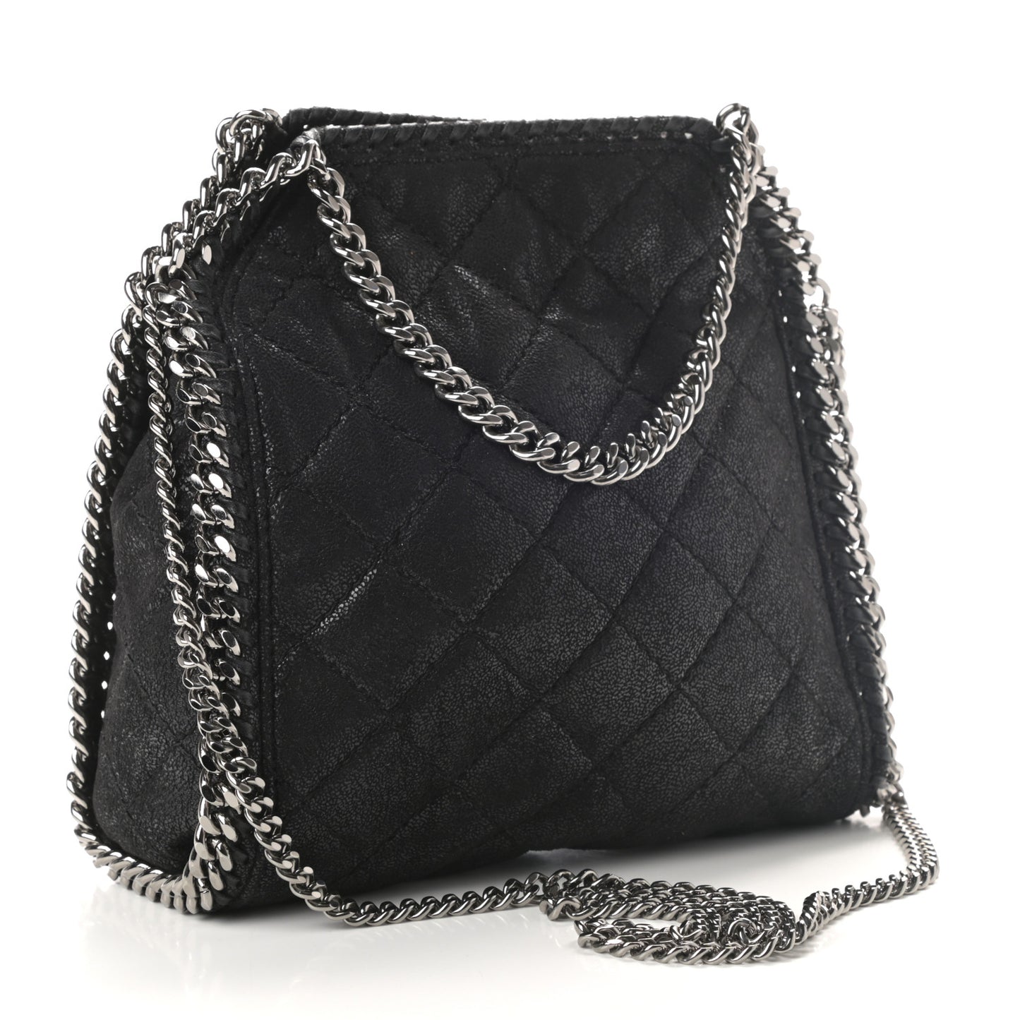 Shaggy Deer Quilted Mini Falabella Tote Black