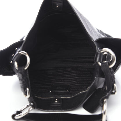 Prada Vitello Daino Side Pocket Hobo Black 4 of 10