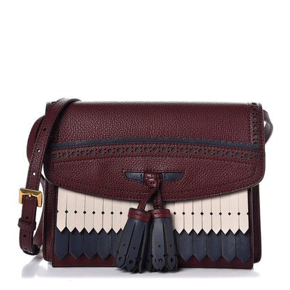 Burberry Grainy Calfskin Broguing Tassel Small Macken Crossbody Bag Mahogany Red 1 of 7