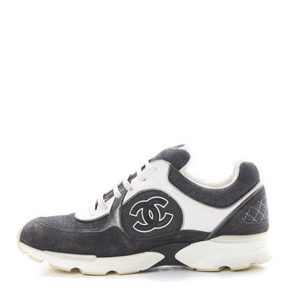 Chanel Denim Suede Calfskin CC Sneakers 40.5 Grey 1 of 15