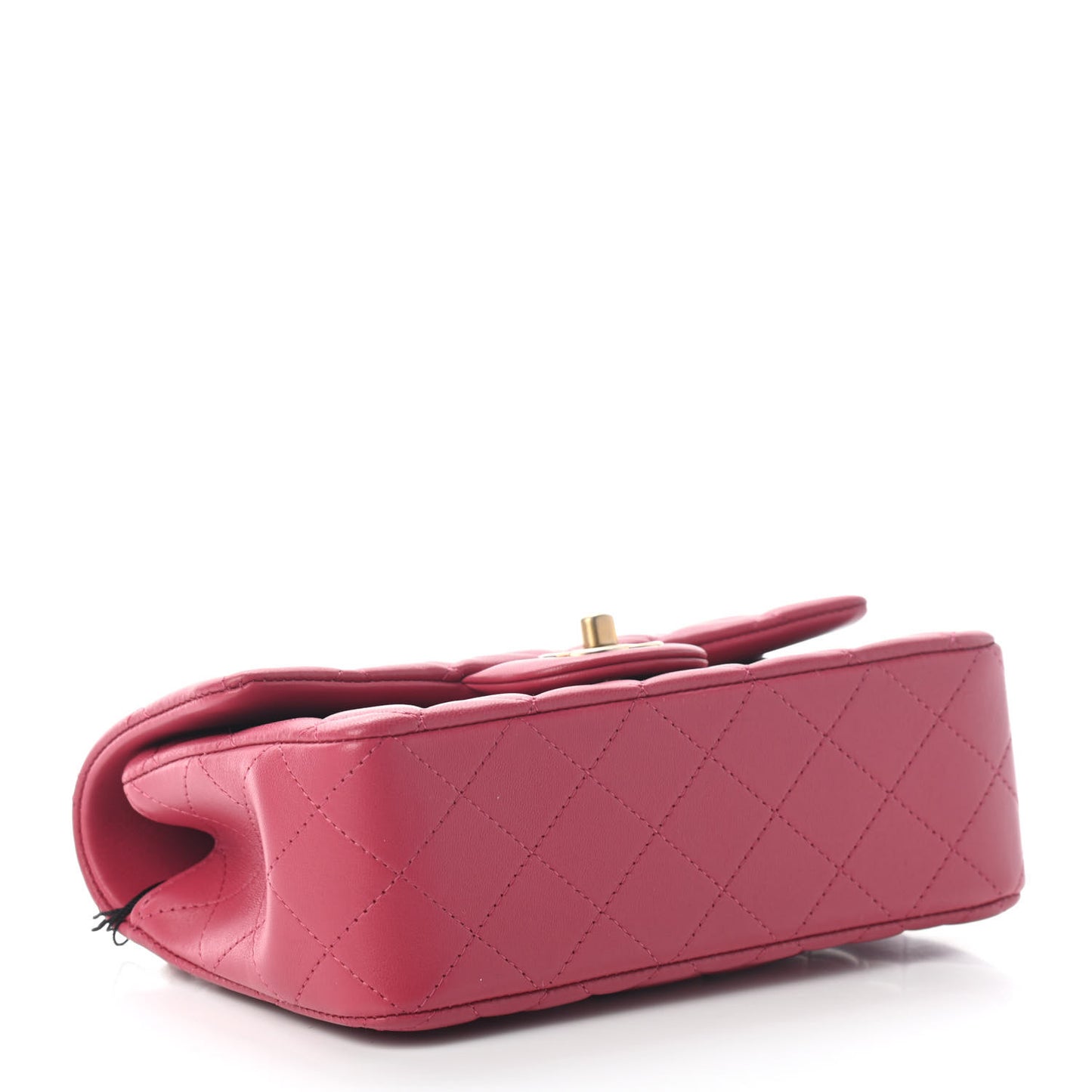 Lambskin Quilted Mini Top Handle Rectangular Flap Dark Pink