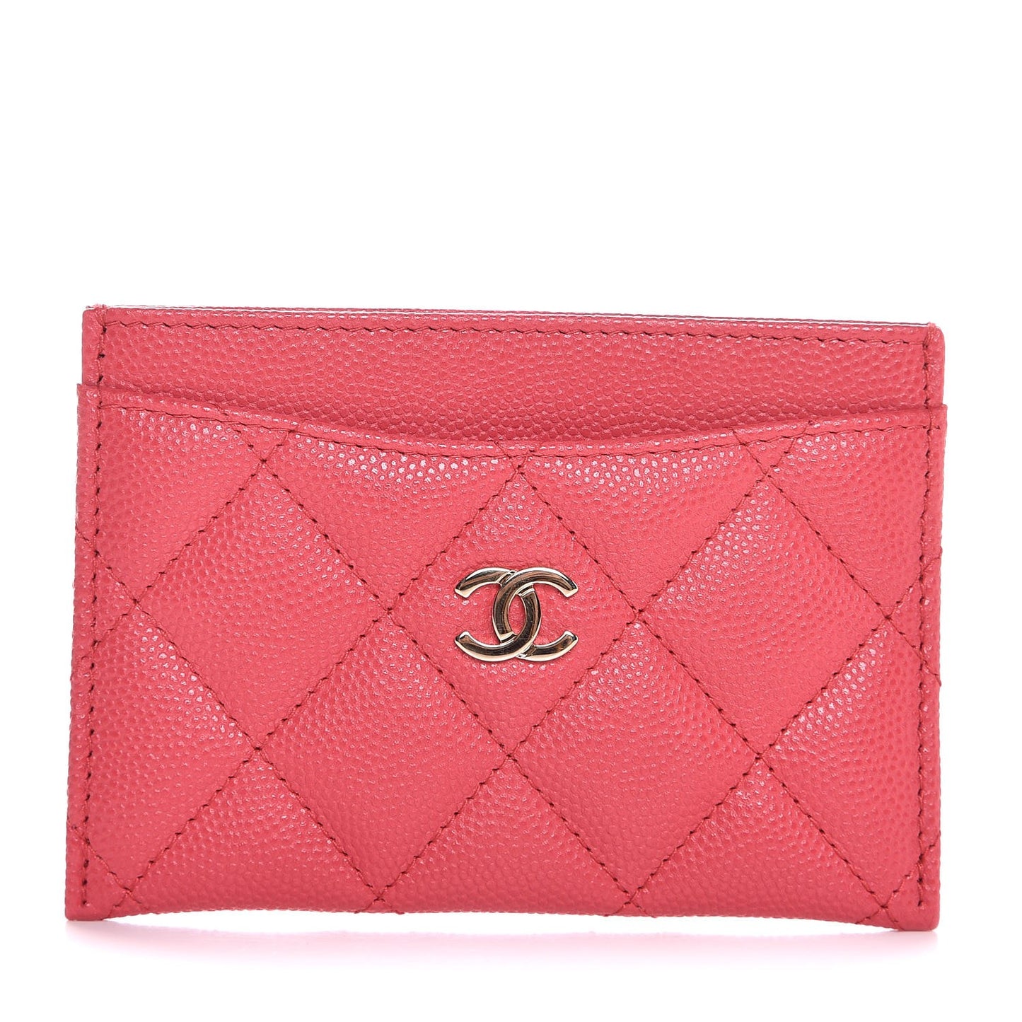 Caviar Quilted Card Holder Pink