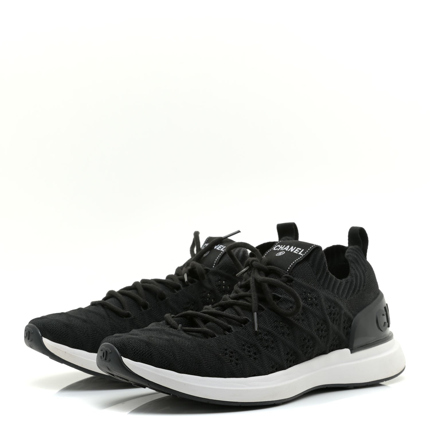 Chanel Fabric Logo Sneakers 39 Black 3 of 8