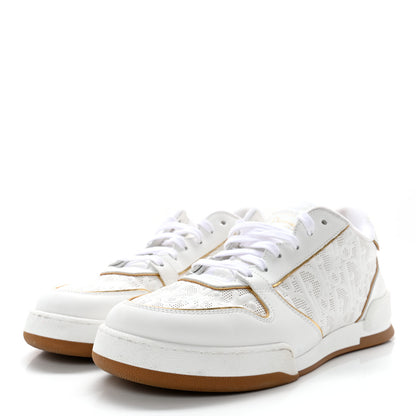 Christian Dior Calfskin Oblique Laser Perforated Dior One Low Sneakers 39.5 Off White Gold 3 of 15