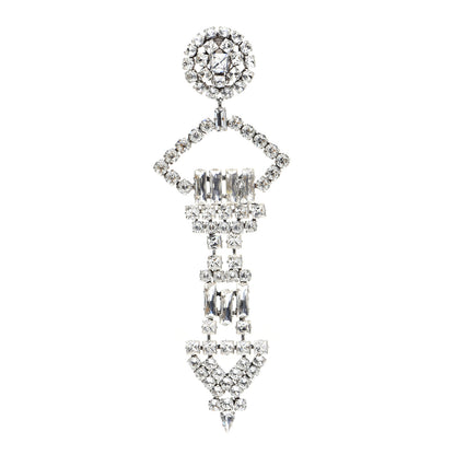 Saint Laurent Crystal Oversized Smoking Clip On Drop Earring Silver 1 of 4