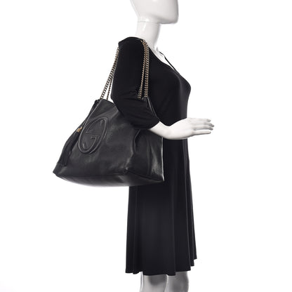 Gucci Pebbled Calfskin Large Soho Chain Shoulder Bag Black 2 of 13