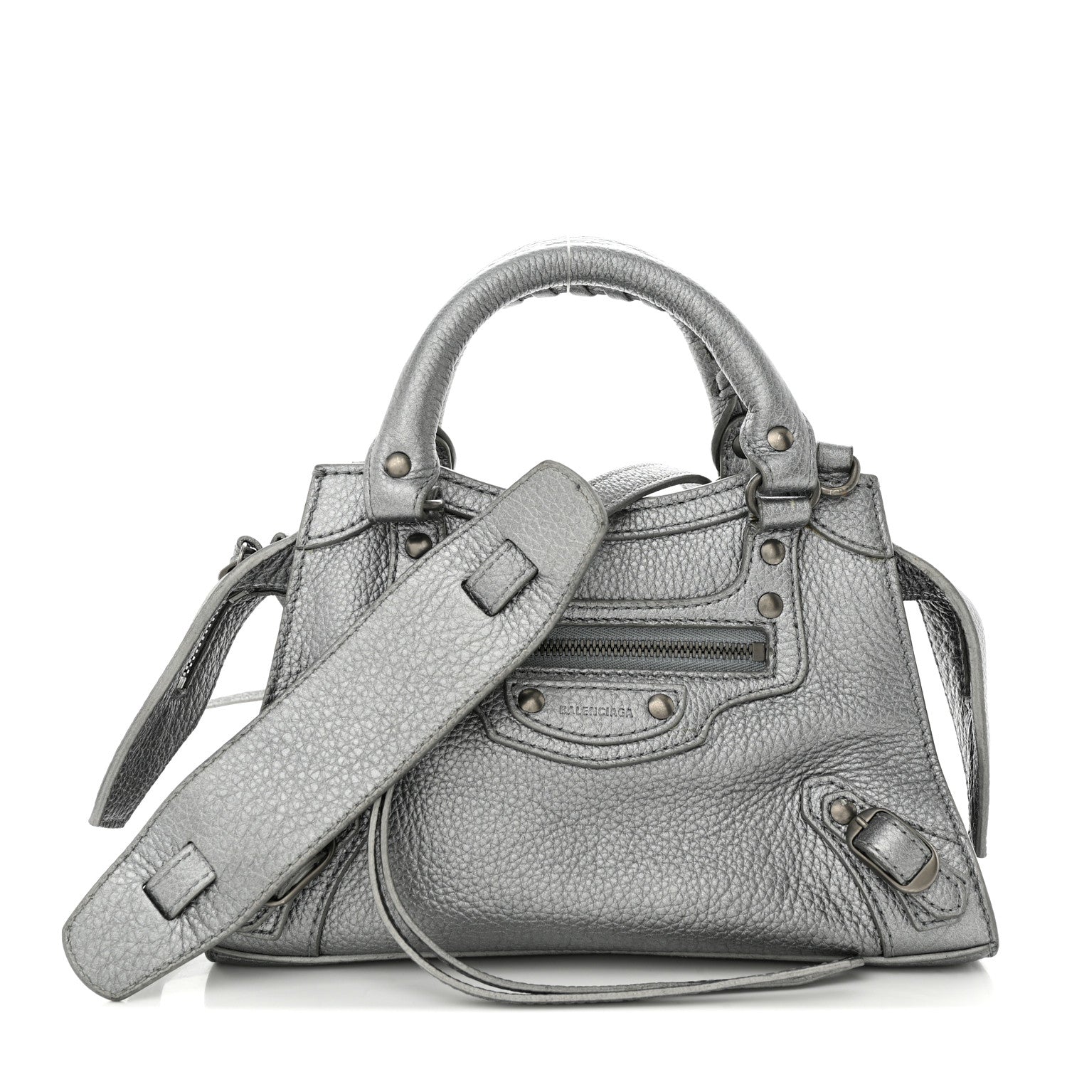 Balenciaga Metallic Grained Calfskin Neo Classic Silver Hardware Mini City Silver 1 of 13