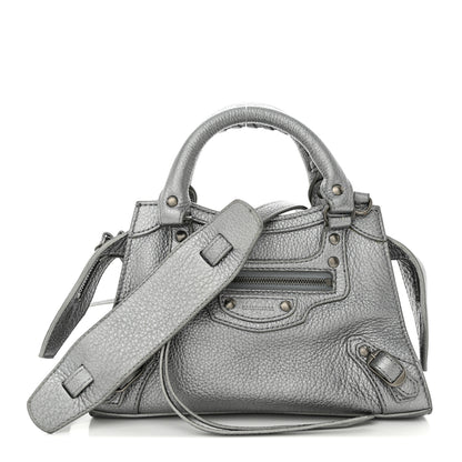 Balenciaga Metallic Grained Calfskin Neo Classic Silver Hardware Mini City Silver 1 of 13
