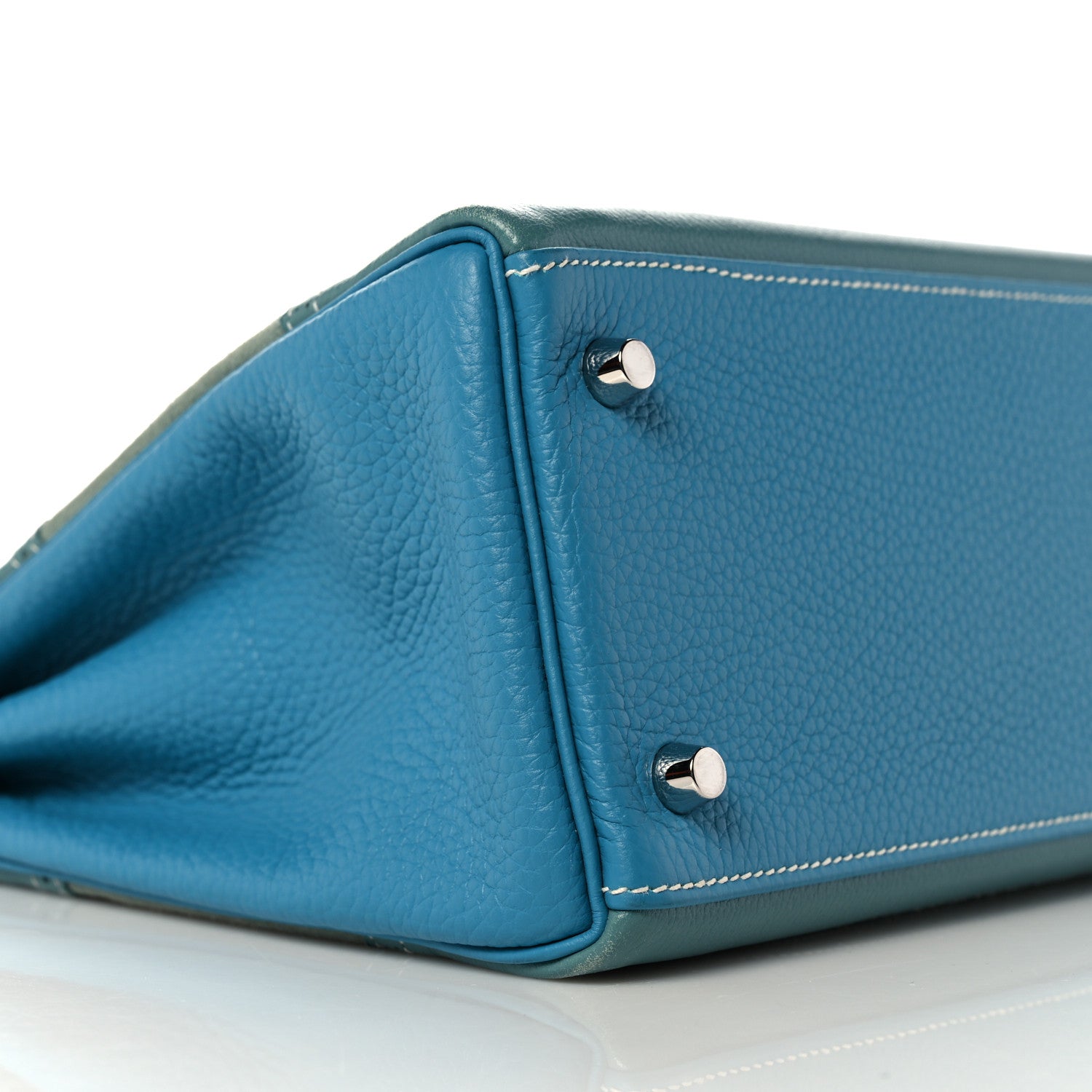 Hermes Veau Doblis Taurillon Clemence Evergrain Ghillies Kelly Retourne 32 Turquoise Ciel 7 of 38