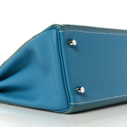 Hermes Veau Doblis Taurillon Clemence Evergrain Ghillies Kelly Retourne 32 Turquoise Ciel 7 of 38