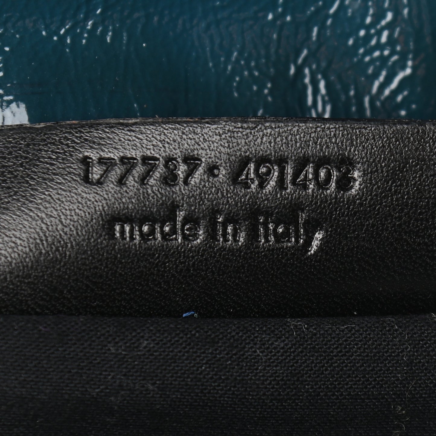Patent Calfskin Tribute Tote Petrol