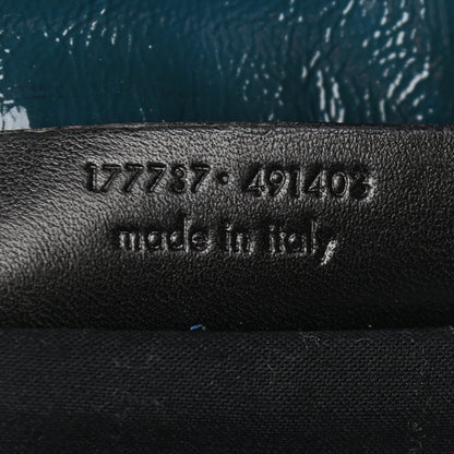 Saint Laurent Patent Calfskin Tribute Tote Petrol 7 of 9