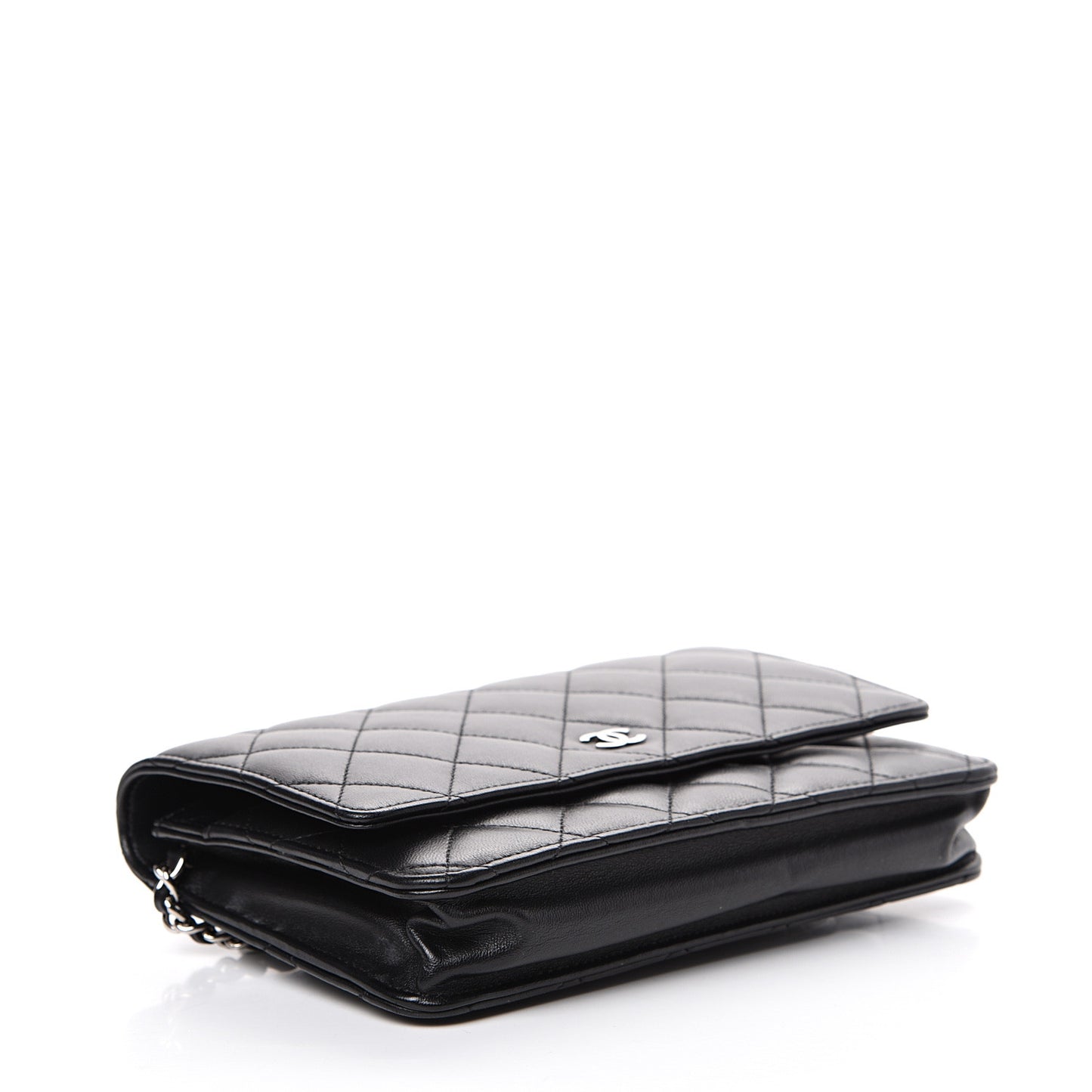 Lambskin Quilted Wallet On Chain WOC Black