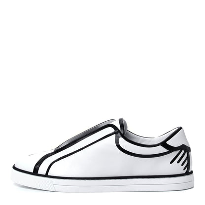 Fendi X JOSHUA VIDES Nappa Rockoclick Slip On Sneakers 38.5 Snow White Black 1 of 11