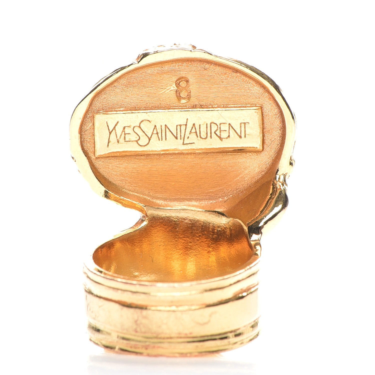 Saint Laurent Glass Cabochon Arty Ovale Ring 8 Gold Beige Clair 3 of 5