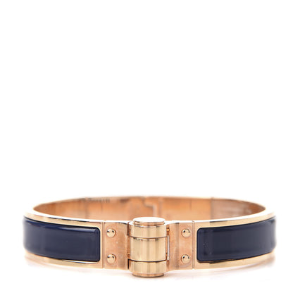 Hermes Enamel Charniere Uni Narrow Hinged Bracelet M Bleu Abysse 1 of 6