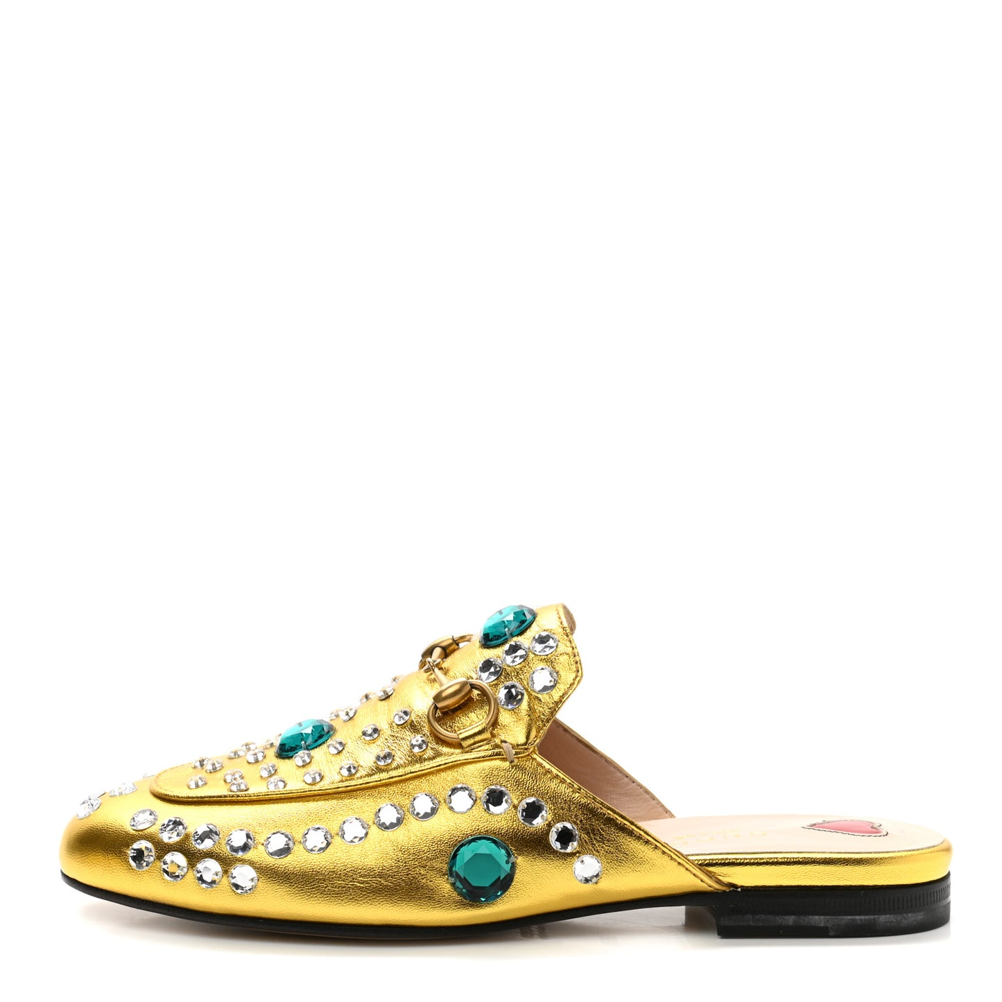 Metallic Nappa Crystal Womens Princetown Slippers 35.5 Gold