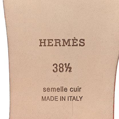 Hermes Lizard Oran Sandals 38.5 Orange Synthetique 8 of 11