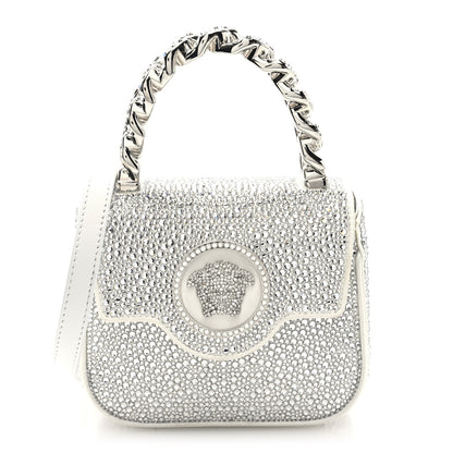 Versace Satin Crystal Studded Mini La Medusa Bag White 1 of 9