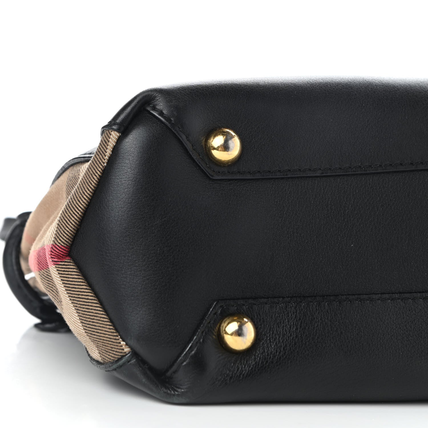 Burberry Calfskin House Check Small Banner Tote Black 9 of 12