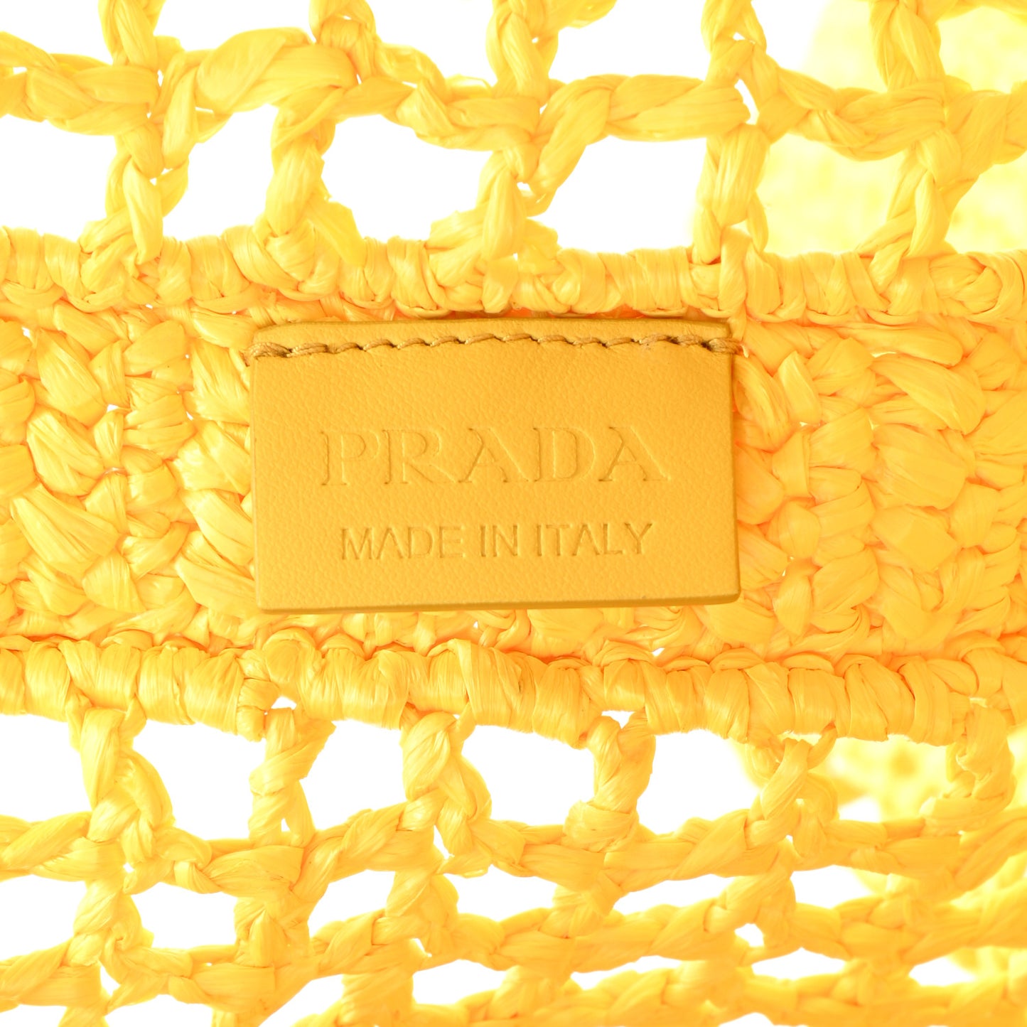 Yarn Raffia Effect Crochet Logo Embroidered Tote Bag Giallo