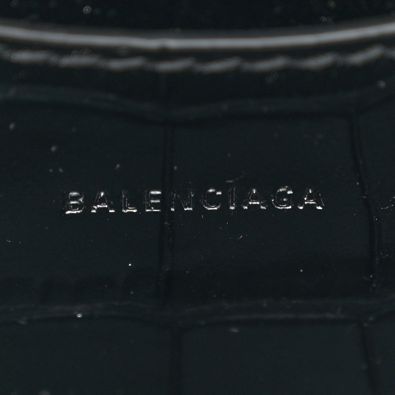 Balenciaga Shiny Supple Calfskin Crocodile Embossed Neo Classic Gold Hardware Nano City Crossbody Black 6 of 11