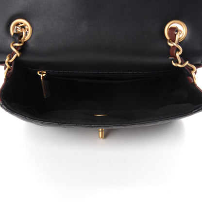 Chanel Calfskin Quilted Small Strap Into Flap Bag Black Brown 5 of 11