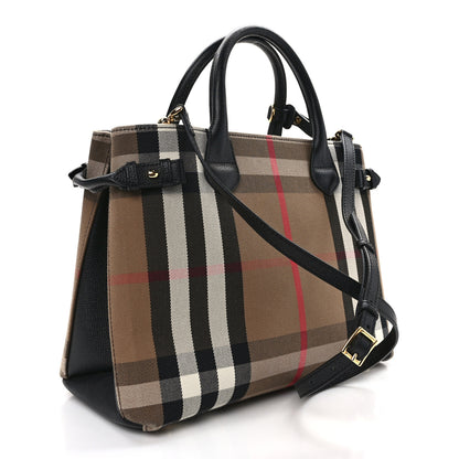 Burberry House Check Grainy Calfskin Medium Banner Tote Black 3 of 10