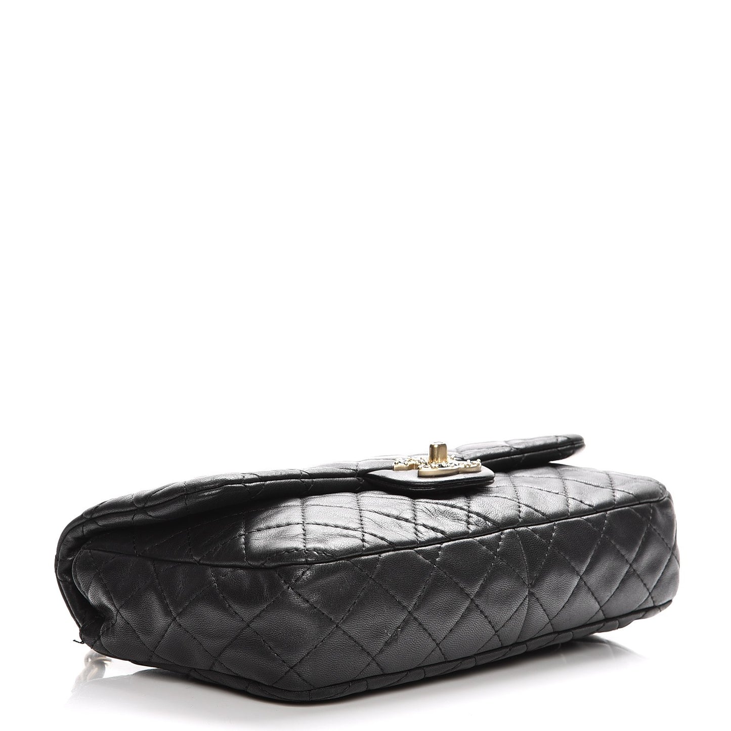 Lambskin Quilted Medium Precious Jewel Single Flap Black