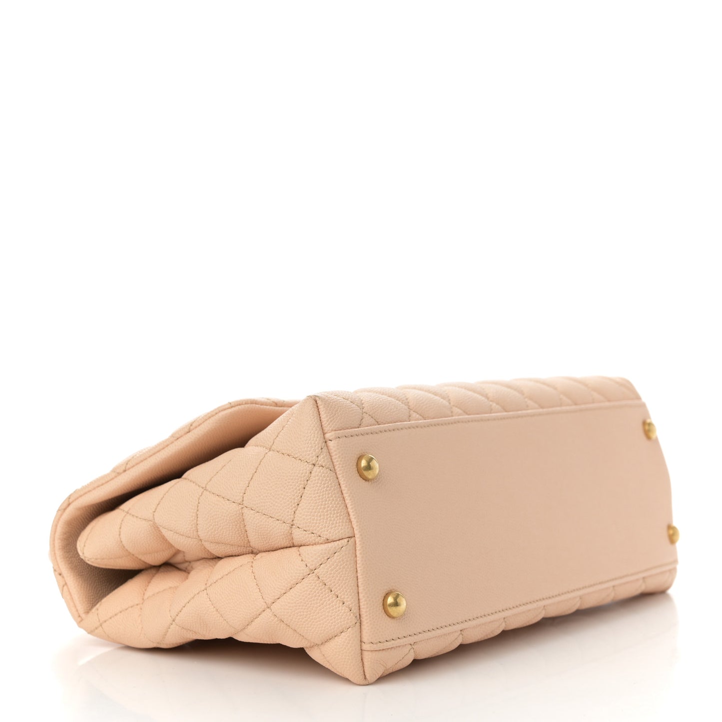 Caviar Quilted Small Coco Handle Flap Beige