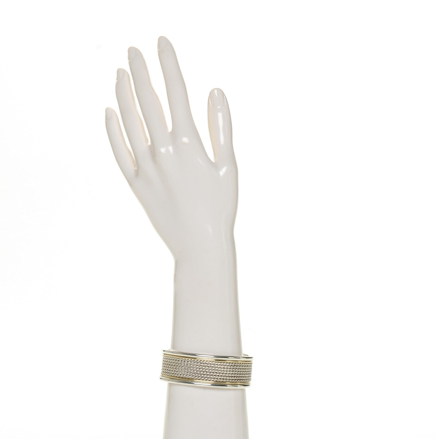 David Yurman Sterling Silver 18K Yellow Gold 23mm Cable Cuff 2 of 4