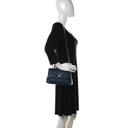 Chanel Caviar Quilted Lizard Embossed Mini Coco Handle Flap Dark Blue 2 of 10