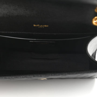 Saint Laurent Grain De Poudre Textured Mixed Matelasse Triquilt Medium Monogram Satchel Black 4 of 9