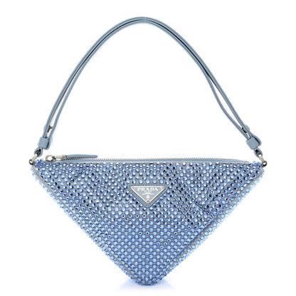 Prada Satin Crystal Triangle Pouch Celeste 1 of 11
