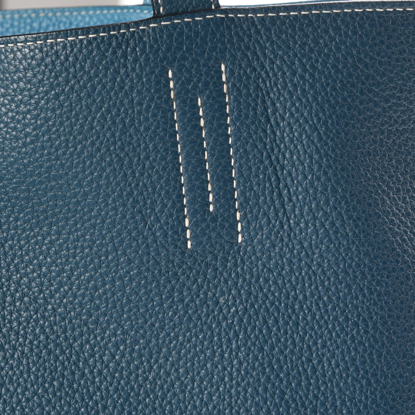 Taurillon Clemence Double Sens 36 Reversible Tote Turquoise Mallard